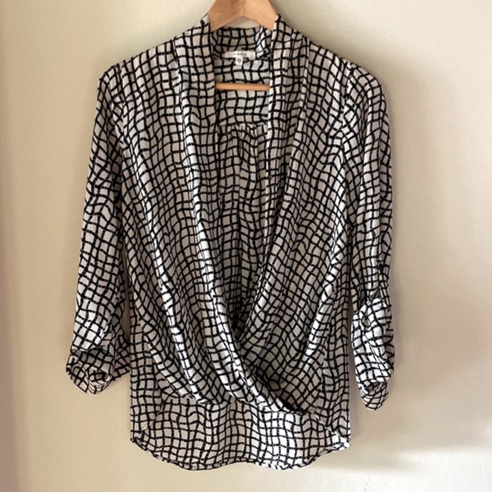 Pleione black and white print blouse